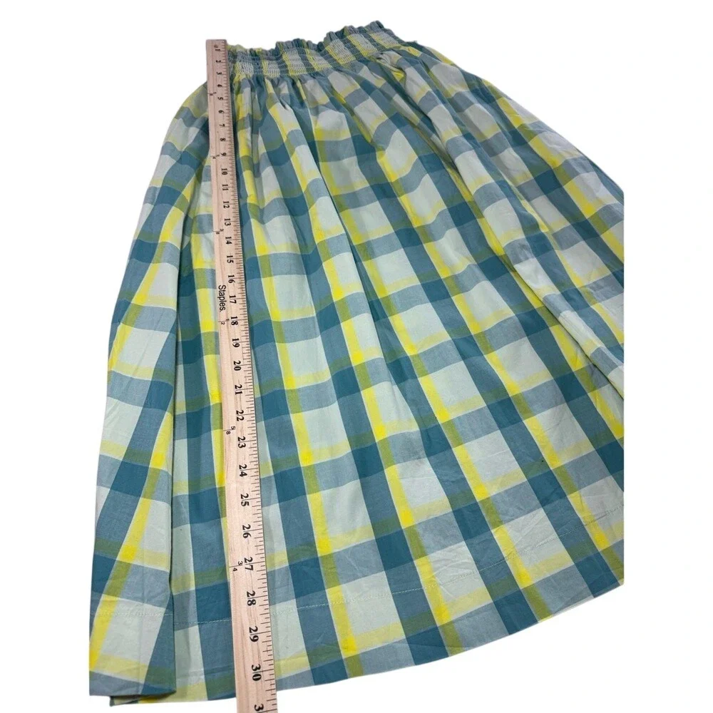ana A New Approach Plaid 2 Piece Set Crop‎ Top Midi Skirt Yellow Green XS NWT